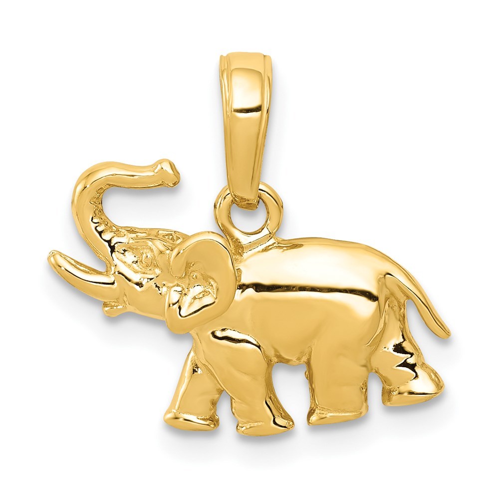 14k Yellow Gold Polished Elephant Necklace Charm Pendant